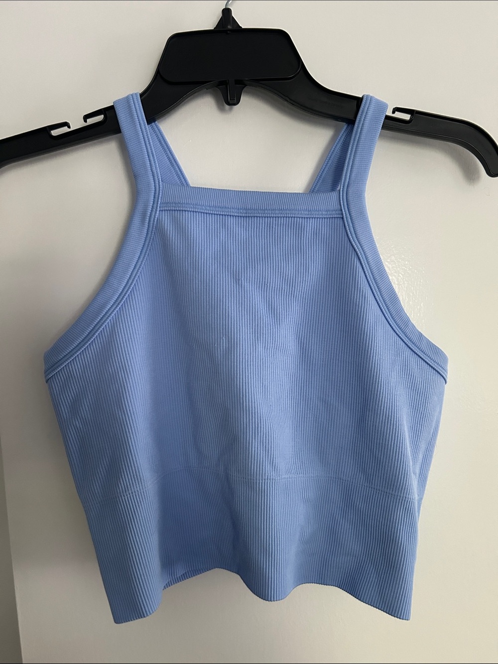 Athleta NWOT Square Neck Ribbed bralette long line bra crop tank top Light Blue